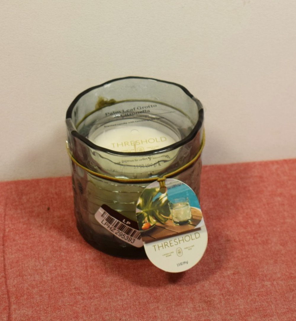 Threshold Glass LED Citronella Palm Leaf Grotto Scented Candle 3.5oz #